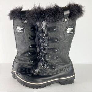 Sorel Tofino Black Glitter Sparkle Waterproof Heavy Snow Tall Boots